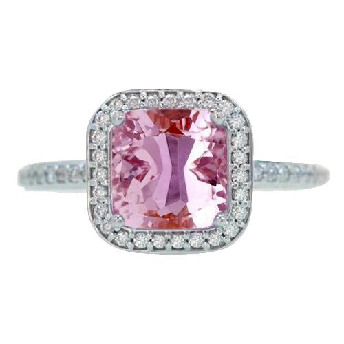 11.80 carati Kunzite Halo Diamond Anello di fidanzamento oro bianco 14K - harrychadent.it