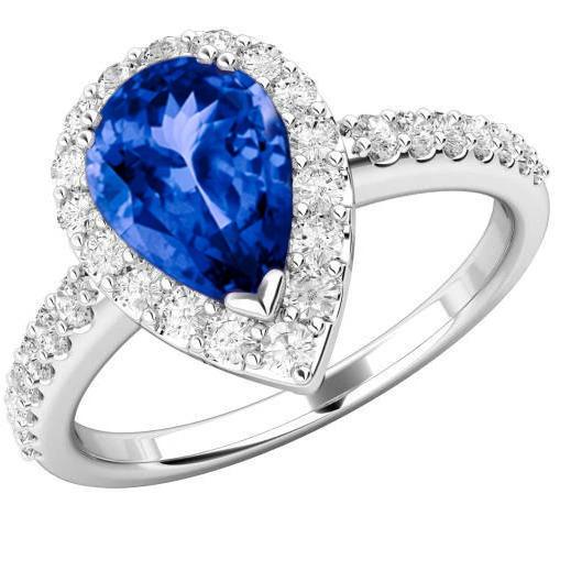 12.25 ct. Fede Tanzanite Pera Con Diamanti Tondi WG 14K - harrychadent.it