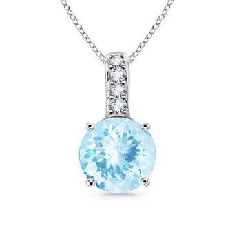 13.50 ct. Pendente Acquamarina Taglio Brillante E Diamanti Oro Bianco - harrychadent.it