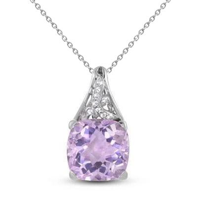 15.35 Carati Collana Pendente Kunzite E Diamanti Oro Bianco 14K - harrychadent.it