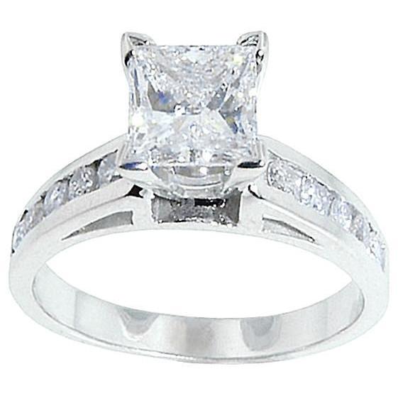 1.50 carati Anello con diamante solitario in oro bianco massiccio 14K con accenti- harrychadent.it