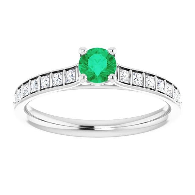 2 carati rotondo verde smeraldo anello di diamanti in oro bianco 14K - harrychadent.it