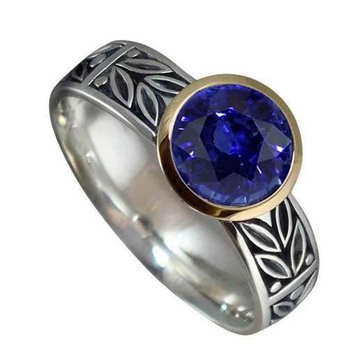 2 carati solitario anello rotondo tanzanite AAA gioielli in stile antico - harrychadent.it