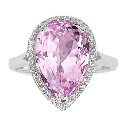 24.45 carati pera rosa kunzite con diamante fede nuziale oro bianco - harrychadent.it