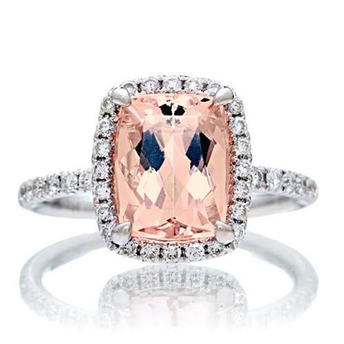 25.25 Carati Morganite E Diamanti Fede Nuziale Oro Bianco 14K - harrychadent.it