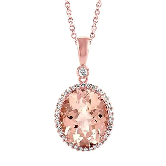 27,50 carati Morganite brillante con pendente in oro rosa 14K - harrychadent.it