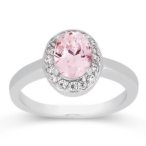 2.26 ct. Anello Halo Ovale Rosa Anniversario Con Pietre Preziose Oro Bianco - harrychadent.it