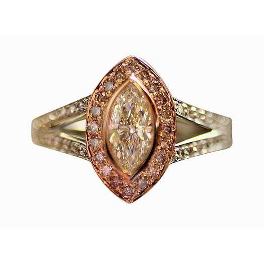 2.50 carati F Vs1 Diamond Halo Anello con pietre preziose Two Tone Gold Jewelry - harrychadent.it