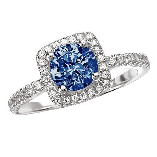 2.51 carati. Anello rotondo con gemme auree blu e bianche Oro bianco 14K - harrychadent.it