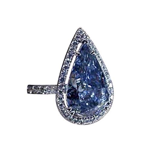 3.75 carati. Anello pera con diamanti rotondi Gemma in oro bianco - harrychadent.it