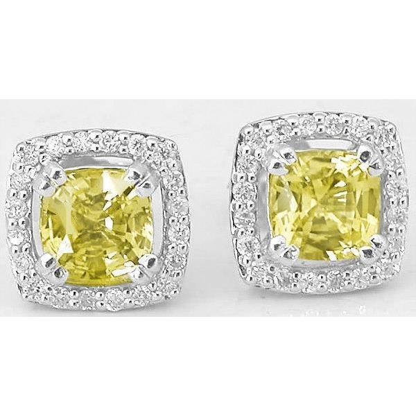 4.50 ct. Orecchini a bottone con zaffiro giallo cuscino oro bianco 14K - harrychadent.it