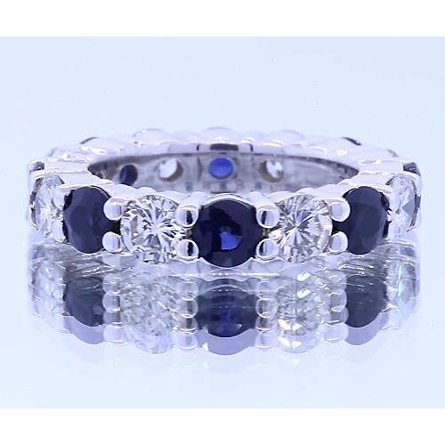 4.80 carati rotondo eternity fascia gioielli zaffiro blu oro bianco 14K - harrychadent.it