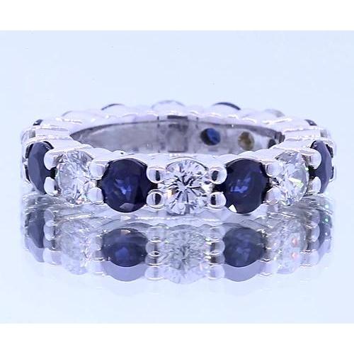4.80 carati rotondo eternity fascia gioielli zaffiro blu oro bianco 14K - harrychadent.it