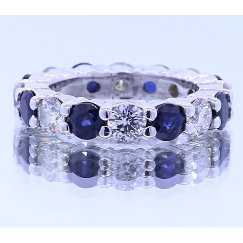 4.80 carati rotondo eternity fascia gioielli zaffiro blu oro bianco 14K - harrychadent.it