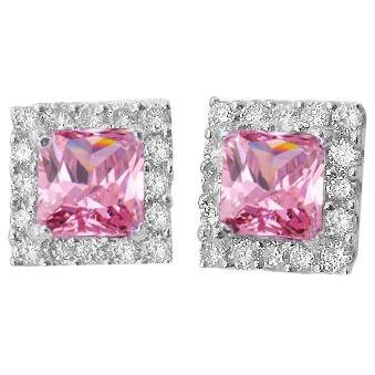 5 carati zaffiro rosa con orecchini a bottone in oro bianco 14 carati - harrychadent.it