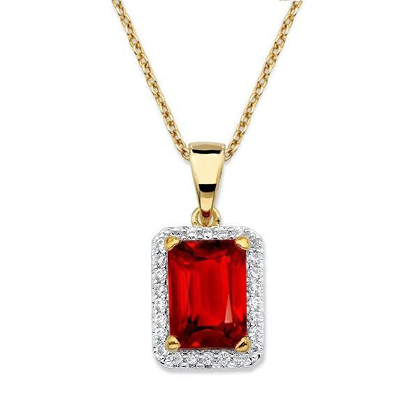 5,65 Carati Rubino Radiante Con Collana Di Diamanti Oro 14K - harrychadent.it