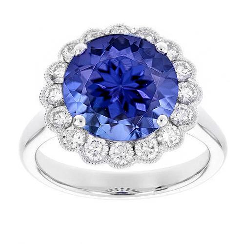 5.00 Carati Prong Set Tanzanite Con Diamanti Fede Nuziale Bianca - harrychadent.it