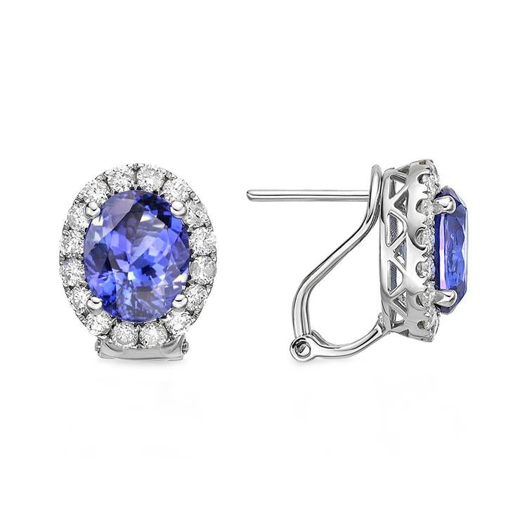 5.10 Ct. Orecchini Donna Tanzanite Con Diamante Oro Bianco 14K - harrychadent.it