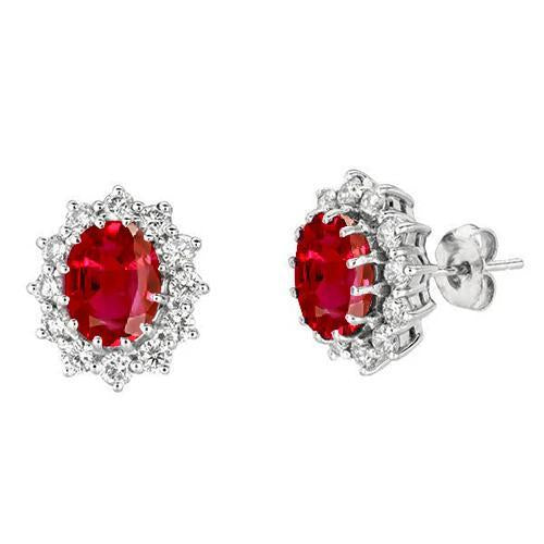 6.70 carati di diamanti e rubini orecchini Halo Push Backs WG 14K - harrychadent.it