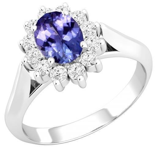 8.25 Carati Tanzanite Con Diamanti Fede Nuziale Oro Bianco 14K - harrychadent.it