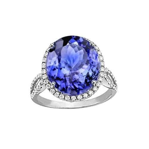 8.65 carati. Fede nuziale AAA ovale con tanzanite e diamanti tondi - harrychadent.it