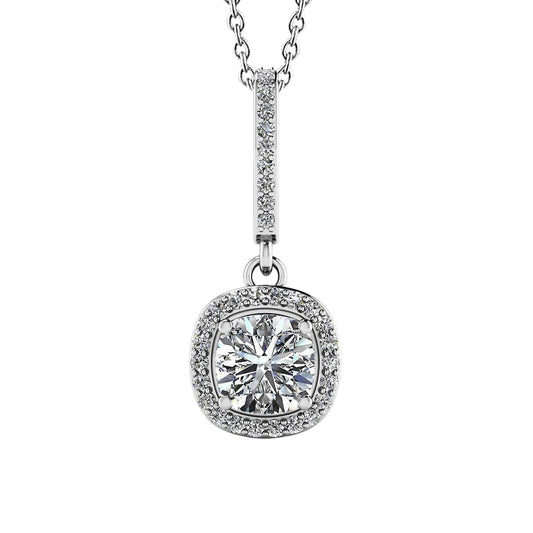 Collana con ciondolo a goccia affascinante con diamante taglio cuscino 4.31 carati WG 14K - harrychadent.it