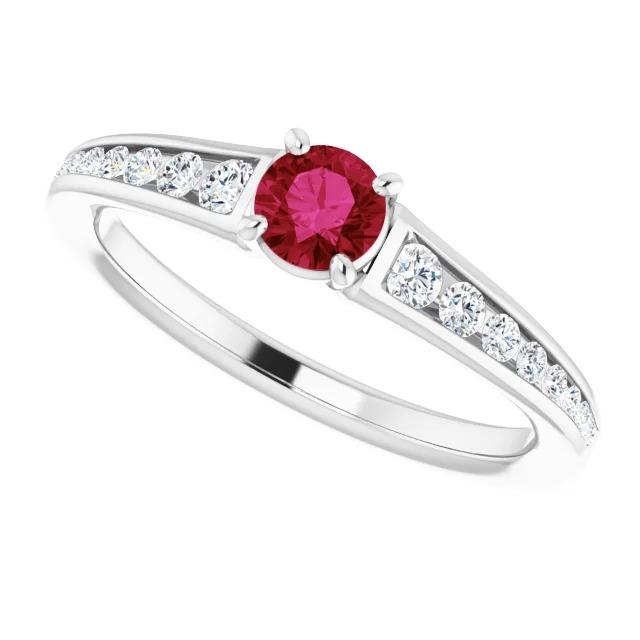 Anello 1.10 carati Burma Ruby Diamond accentato oro bianco 14k gioielli - harrychadent.it