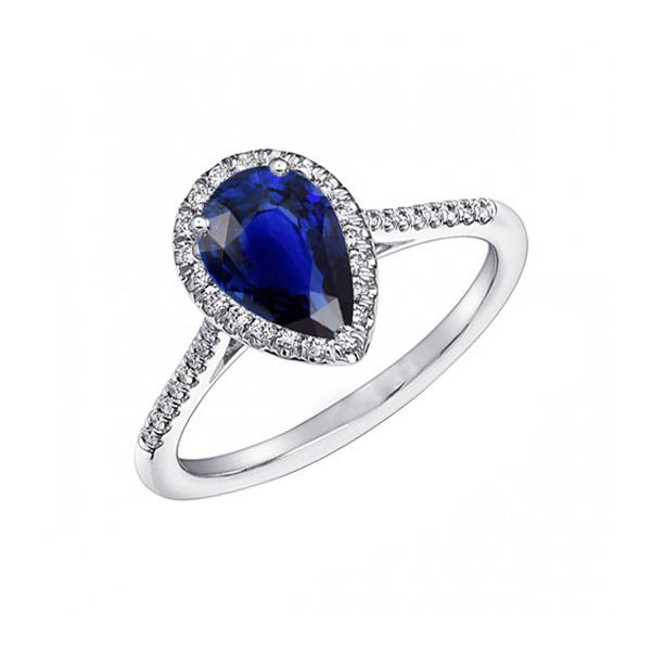 Anello A Forma Di Pera Con Zaffiro Blu E Diamanti 3.50 Carati - harrychadent.it