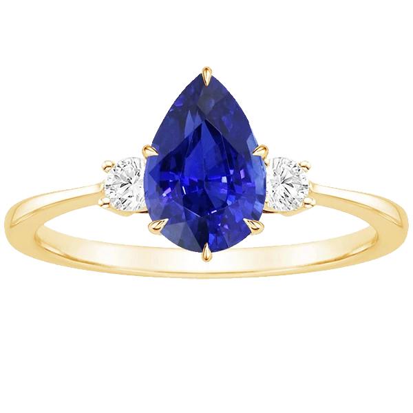 Anello Anniversario 3 Pietre Pera Zaffiro Blu & Diamanti 4.25 Carati - harrychadent.it