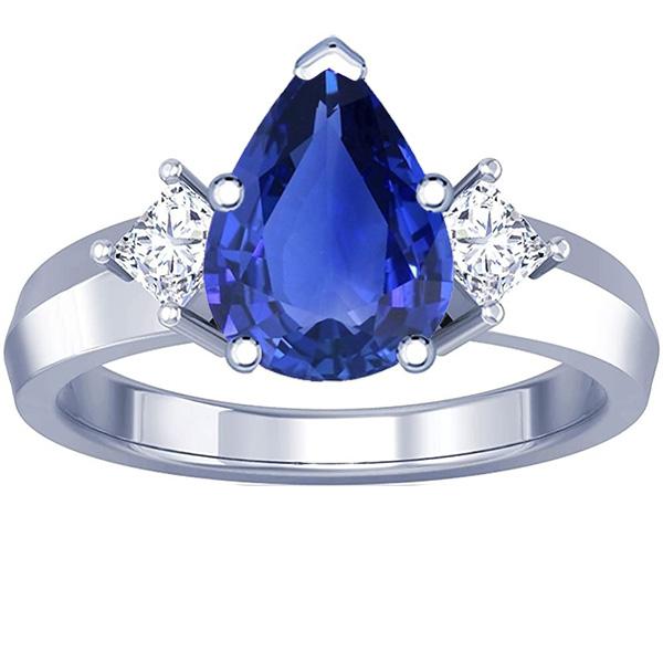 Anello Anniversario 3 Pietre Pera Zaffiro Ceylon & Diamanti 3.50 Carati - harrychadent.it