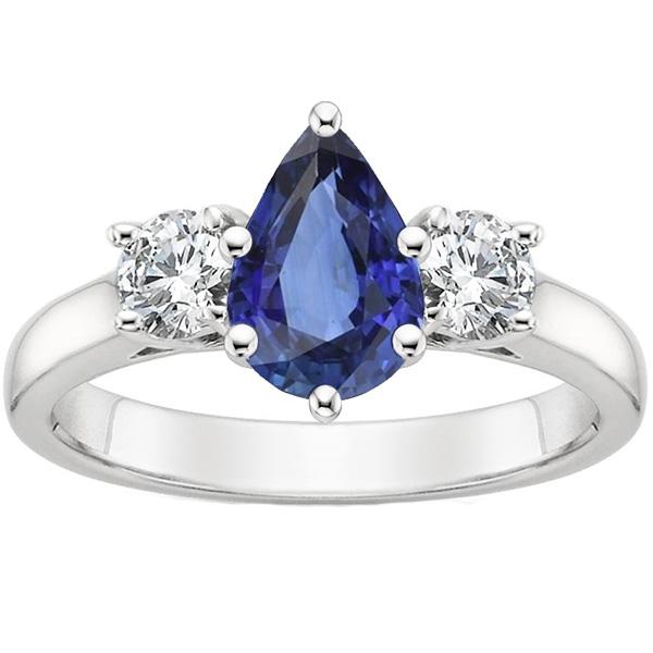 Anello Anniversario 3 Pietre Pera Zaffiro Ceylon & Diamanti 4.50 Carati - harrychadent.it