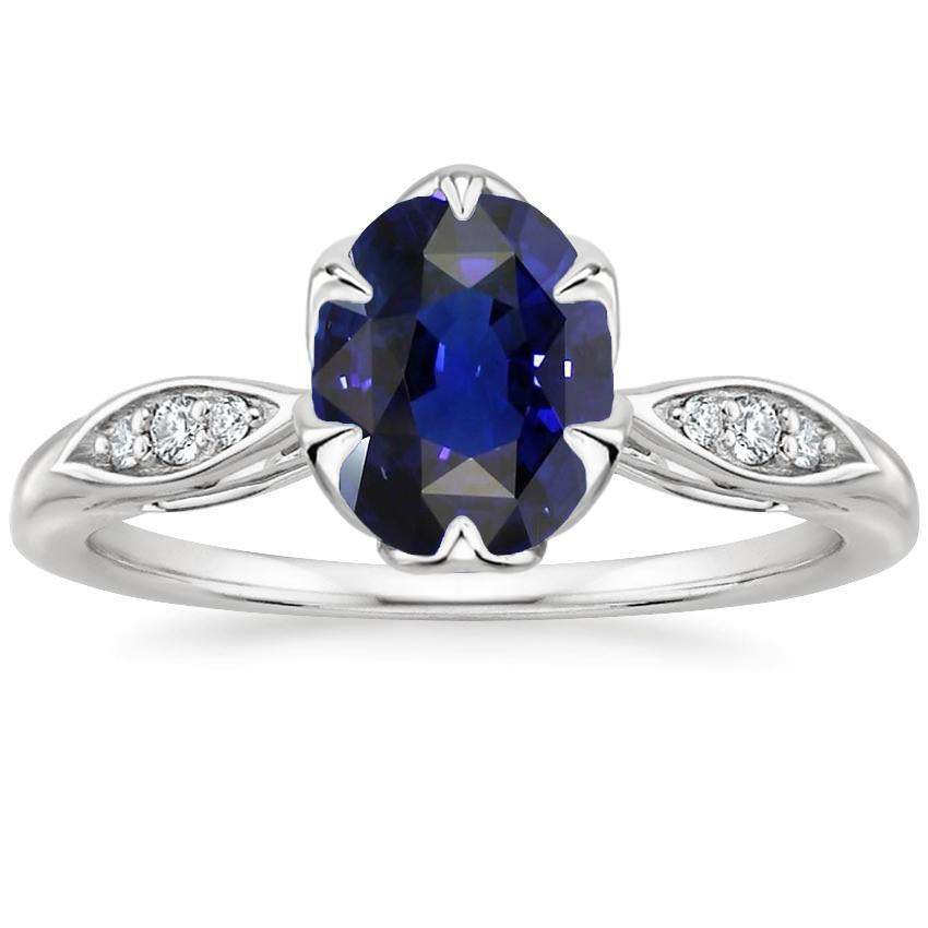 Anello Anniversario Diamante Ovale Zaffiro Sri Lanka Set 3.50 Carati Pavé - harrychadent.it