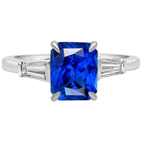 Anello Anniversario Diamanti Baguette Zaffiro Radiante 3 Pietra 3 Carati - harrychadent.it