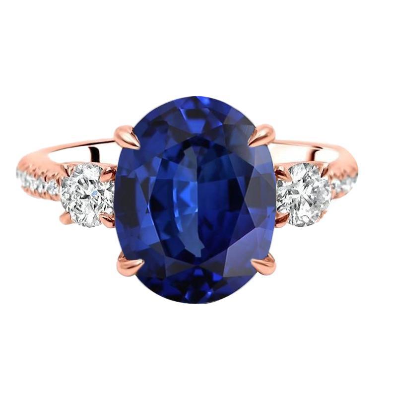 Anello Anniversario Ovale Zaffiro Ceylon 3 Diamanti Stile Pietra 5 Carati - harrychadent.it