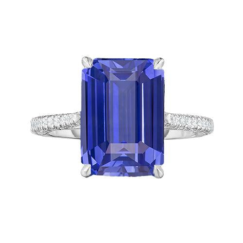 Anello Anniversario Smeraldo Zaffiro e Diamante 4 Carati Con Gambo Conico - harrychadent.it