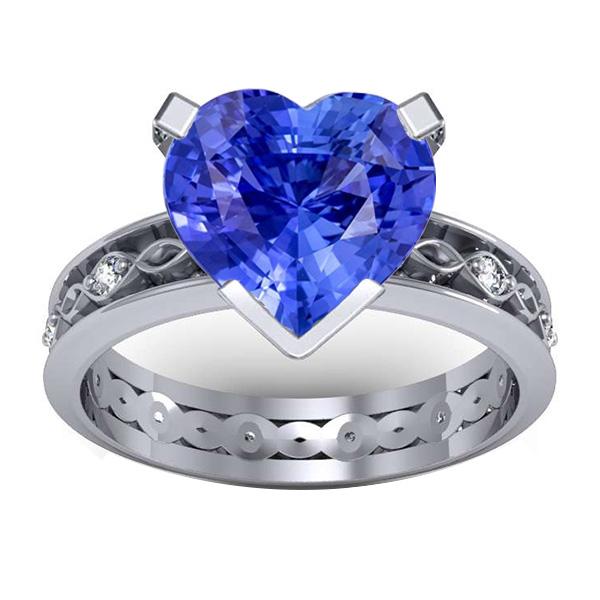 Anello Anniversario Zaffiro Blu Diamanti Tondi 3.50 Carati Stile Vintage - harrychadent.it
