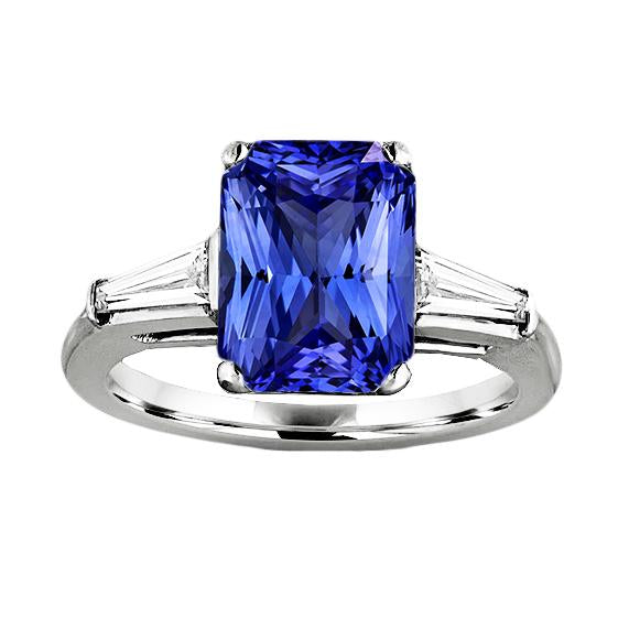 Anello Anniversario Zaffiro Taglio Radiante & Diamanti Baguette 3.50 Carati - harrychadent.it