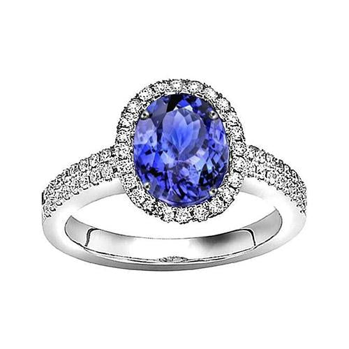 Anello Anniversario con Diamante Tanzanite Ovale 5,61 Carati Oro Bianco 14K - harrychadent.it