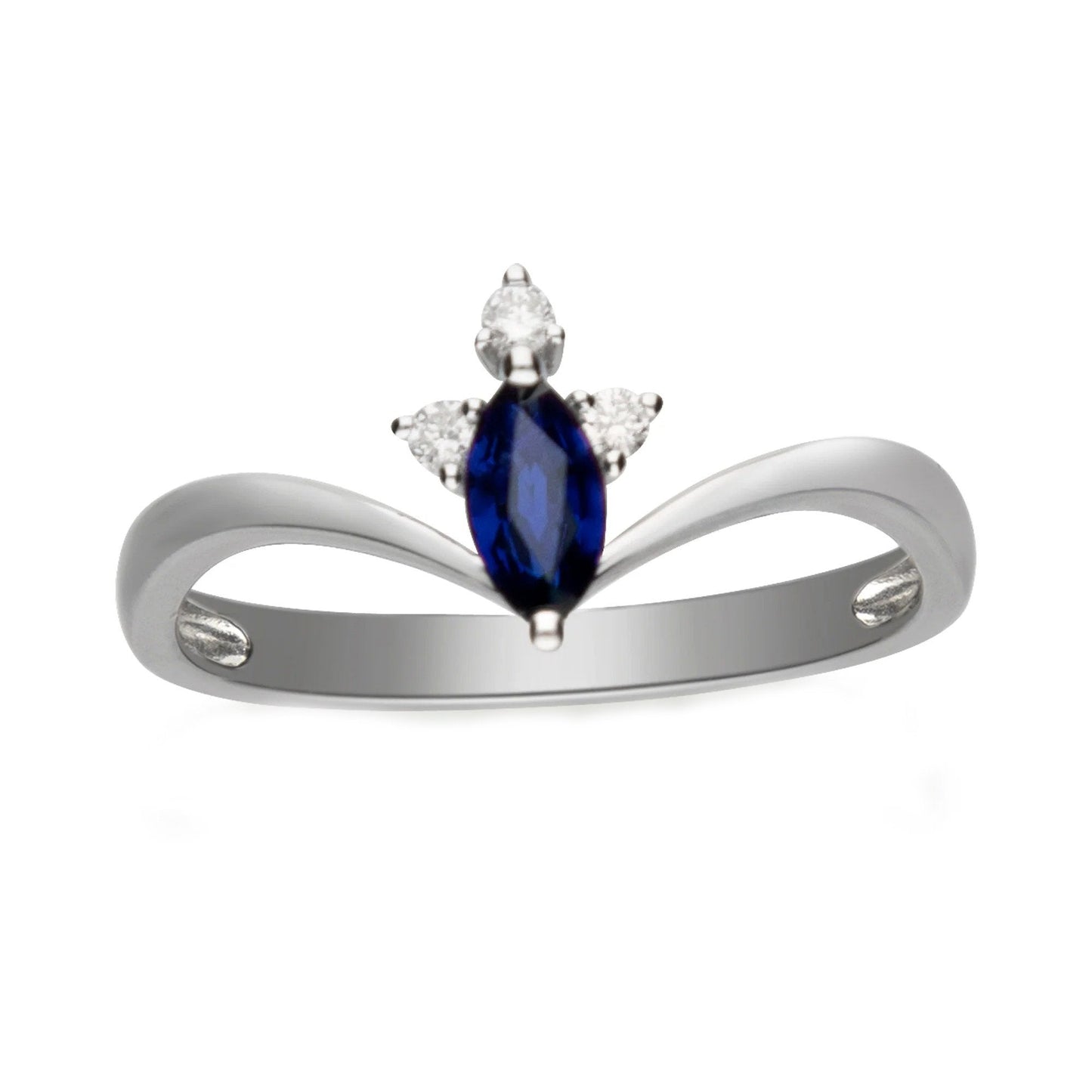 Anello Anniversario con Zaffiro Blu Marquise & Diamanti Tondi 1.50 Carati - harrychadent.it