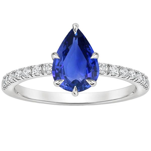 Anello Anniversario con Zaffiro Blu e Diamanti Taglio a Pera Accentato 5 Carati - harrychadent.it
