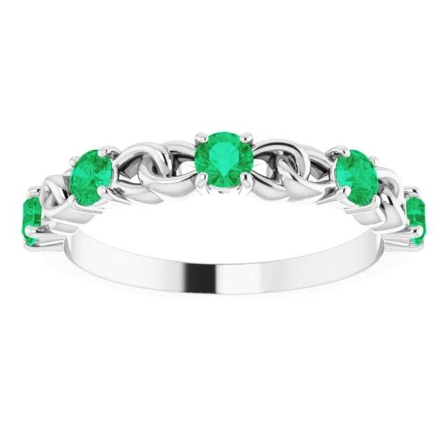 Anello Cinque Pietre Smeraldo Verde Rotondo Oro Bianco 2.50 Carati 14K - harrychadent.it