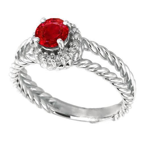 Anello Diamante Rubino e Diamanti 2 Carati Oro Bianco 14K Gioielli - harrychadent.it