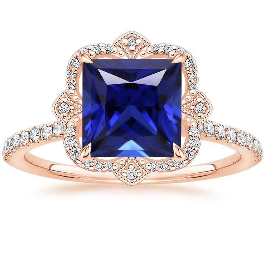 Anello Diamante Stile Vintage Principessa Blu Zaffiro Con Accenti 6 Carati - harrychadent.it