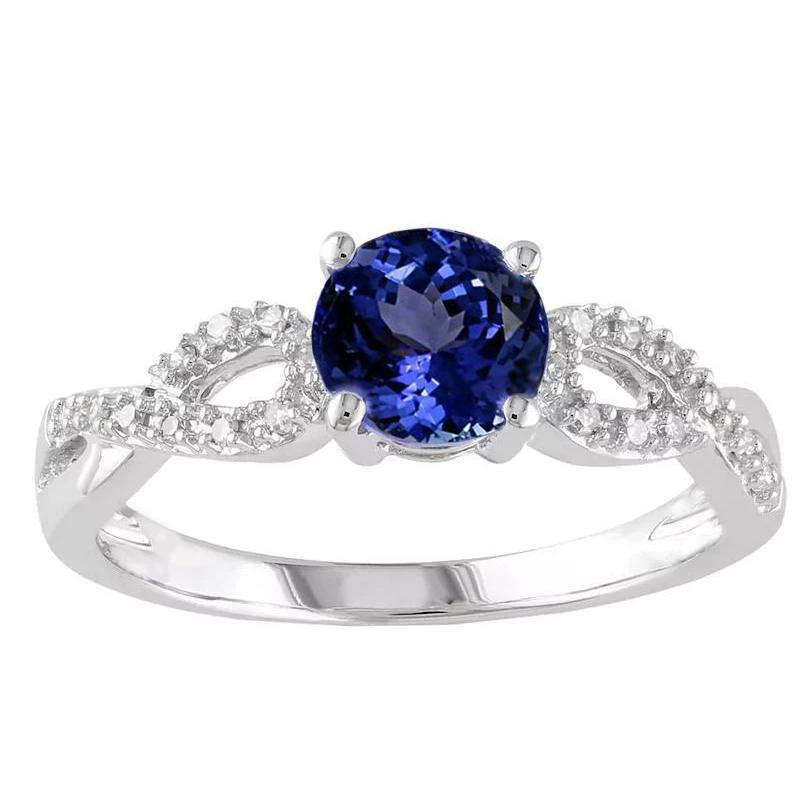 Anello Fantasia con Tanzanite Taglio Rotondo 3.50 Carati Oro Bianco 14K - harrychadent.it