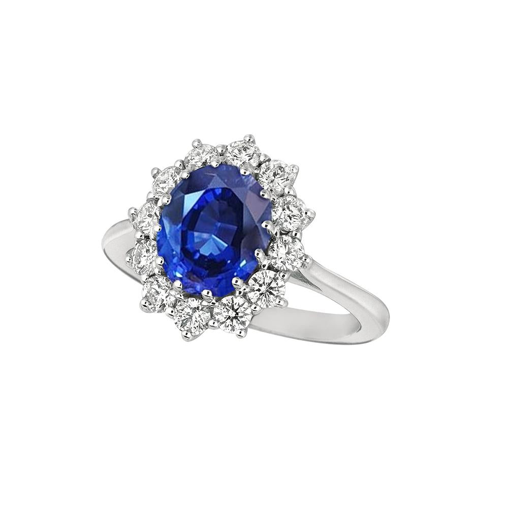 Anello Fantasia con Zaffiri E Diamanti 3.25 Carati Oro Bianco 14K - harrychadent.it