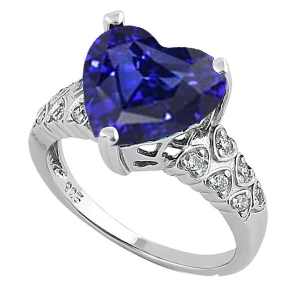 Anello Gioiello Pietre Preziose Cuore Zaffiro Ceylon Con Diamanti 4 Carati - harrychadent.it