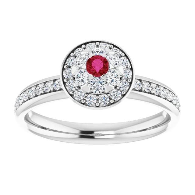 Anello Halo Rubino & Diamante 1.80 Carati Oro Bianco 14K - harrychadent.it