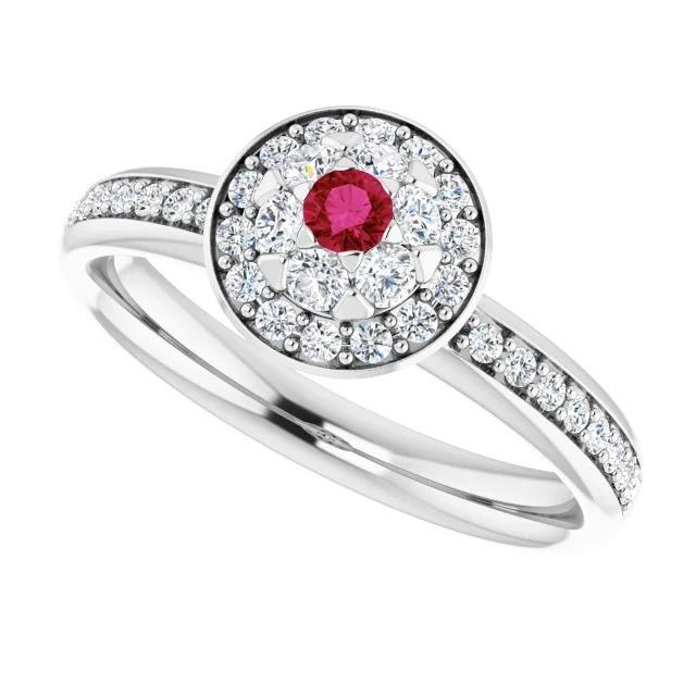 Anello Halo Rubino & Diamante 1.80 Carati Oro Bianco 14K - harrychadent.it