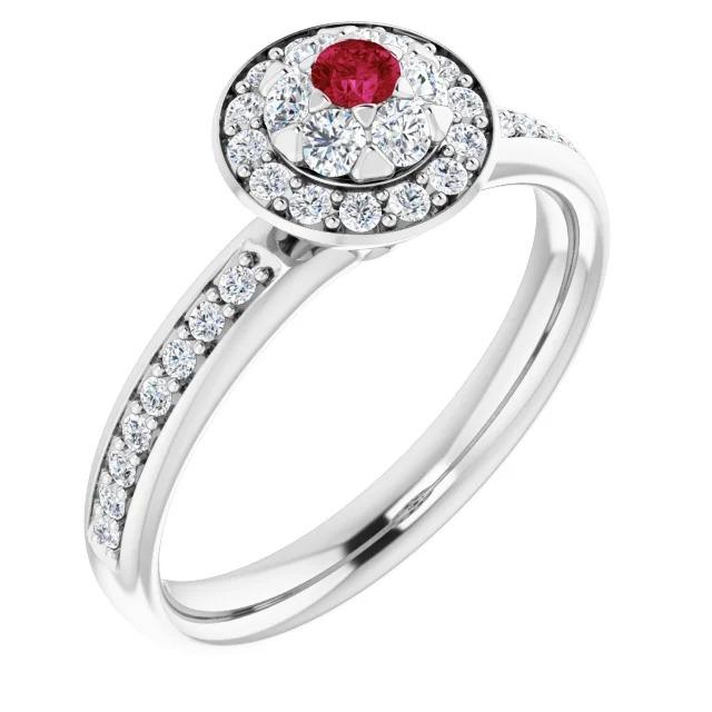 Anello Halo Rubino & Diamante 1.80 Carati Oro Bianco 14K - harrychadent.it