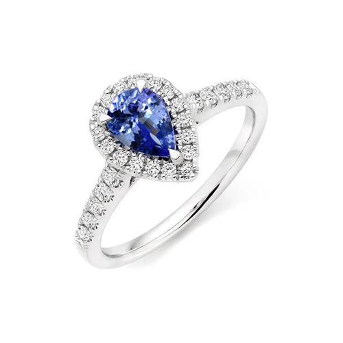 Anello Halo Tanzanite E Diamanti 6.60 Carati Oro Bianco 14K - harrychadent.it